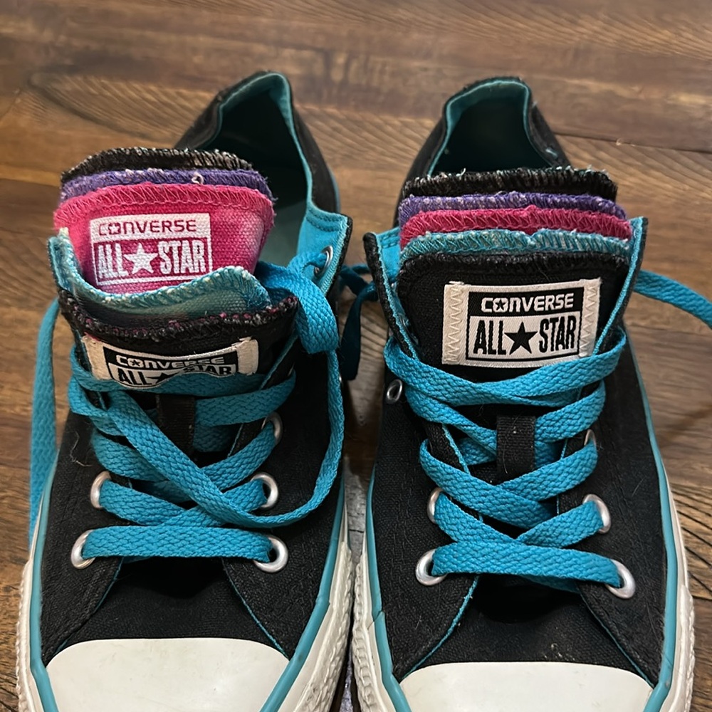 Converse Black and Blue Canvas Sneakers with Rubber Toe Cap - Picture 5 of 5